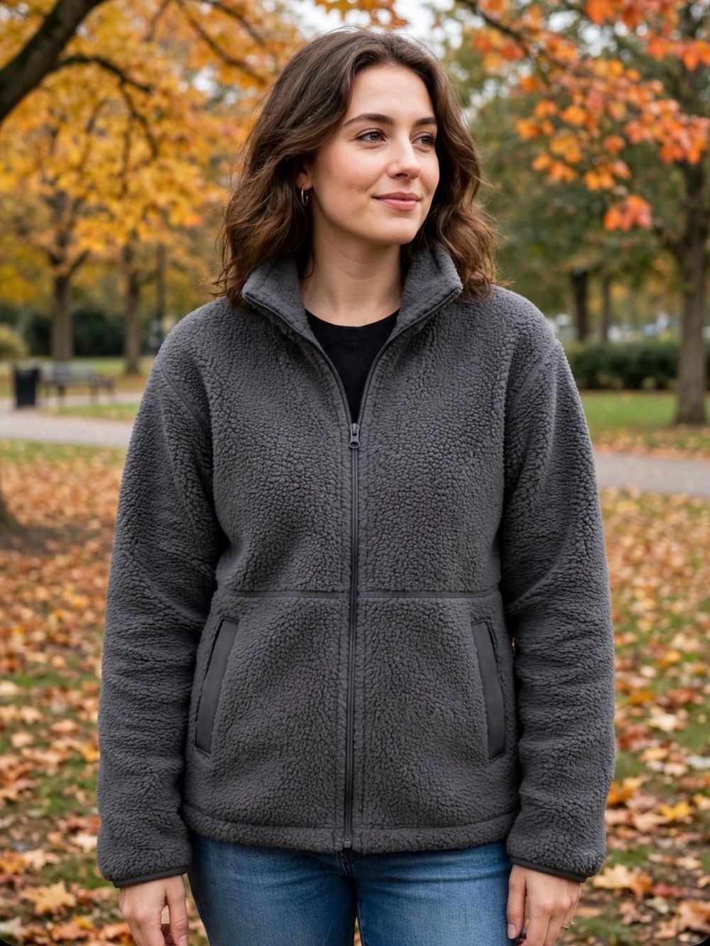 Mondetta Women' Grey Sherpa Fleece Jacket